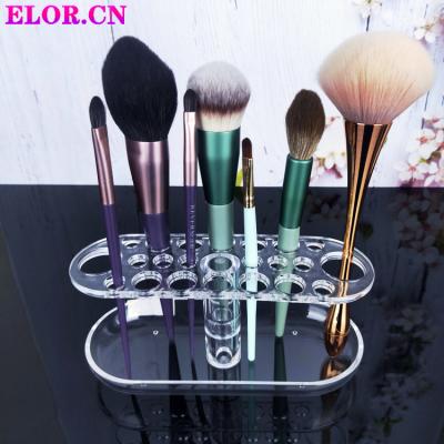 China Elor Wholesale High Quality Makeup Brush Storage Organizer Placed On Dressing Room Clear Detachable Acrylic Table Makeup Brush Storage Organizer for sale