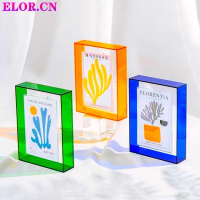 China Newcomer Fashion Elor Photo Frame Design Photo Frame Memorial Colorful Acrylic Picture Frame Home Decoration Picture Frame for sale