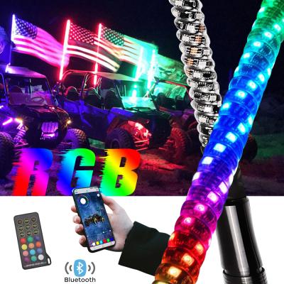 China 3ft 4ft 5ft 6ft Bluetooh App Safety RGB Sprial ATV LED Remote Control Whip Whip Light, Antennas Mark Light For ATV UTV 3ft for sale