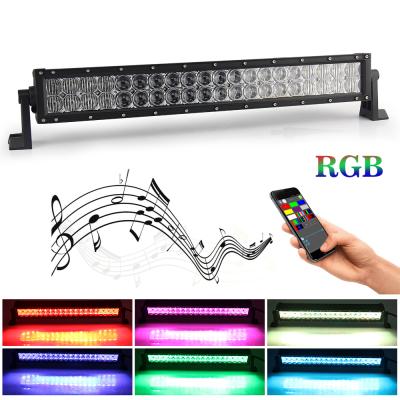 China 22inch RGB 7 Diecast Aluminum Housing Colors Truck Led Bar Light , Spot Flood Beam 120w Combo Multi Color Led Light Bar for sale