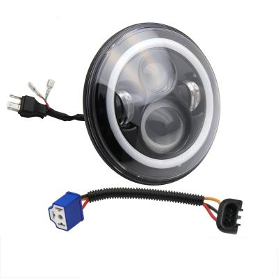 China Diecast Aluminum Housing Full Ring Angel Eye Automotive Multi Color White Amber Blue Green Red Changeable 7Inch Led Headlight for sale