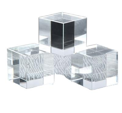 China Europe crystal block 3d photo clear cube crystal glass diamond shape paperweight laser engraving for sale