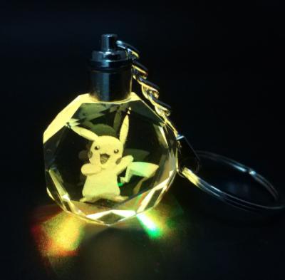 China pokemon key chain luxury crystal engraving key chain led key chain K9 crystal for sale