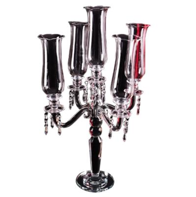 China Luxury flower candle holder yufeng industry wedding glass candle holder for sale