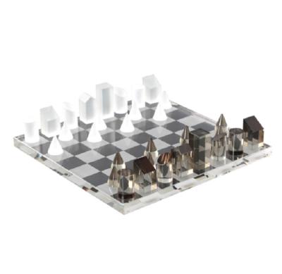 China Large Luxury Glass Chess Colored Glass Chess K9 Custom Chess Set for sale