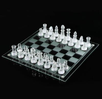 China Chessboard Luxury Modern Glass Chess Set International Chess for sale