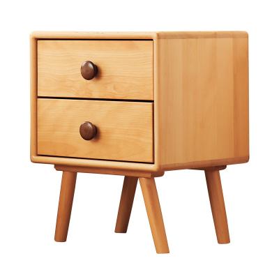 China Factory Supply Nordic Japanese Direct Storeable Wooden Bedroom 2 Drawers Color Style Solid Wood Nightstand for sale