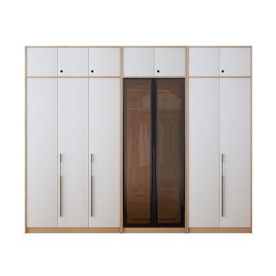 China Modern Minimalist Style Large Glass Wardrobe Nordic Style Glass Wardrobe Bedroom Storage Cabinet for sale