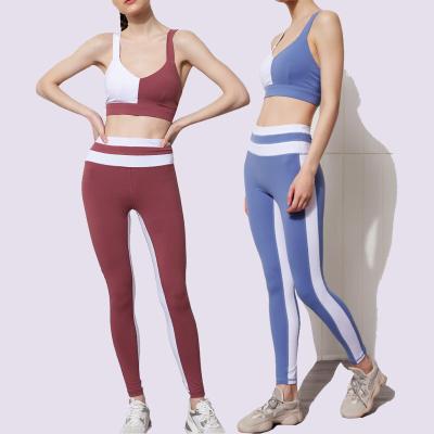 China Wholesale Breathable Comfortable Ladies Yoga 2 Pcs Sets Sports Bra And Tights Fitness Yoga Indoor Suit for sale