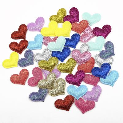 China Environmentally Friendly Fashion Hair Accessories Shining Cloth Mesh Glitter Hearts Shape Rainbow Color Kids Hair Clips For Girls for sale