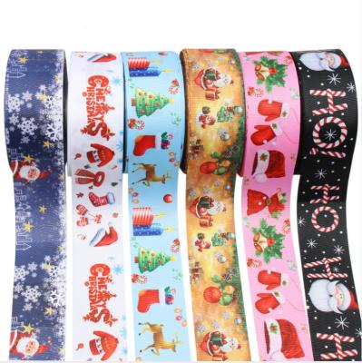 China 75mm Christmas Ribbon New Year DIY Snowman Ribbon Viable Head Accessories Gift Wrapping Decorative Materials for sale