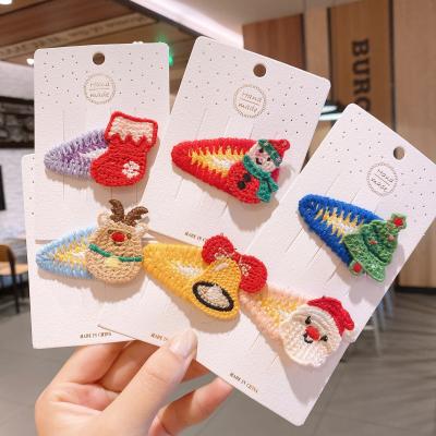 China Lovely Christmas cute cartoon style hair clip British wool bb hair clip for kids for sale