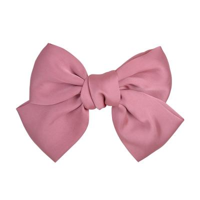 China Popular hot sale korean version satin hair rope large bow hairpin spring clip ponytail hair tie for girls for sale