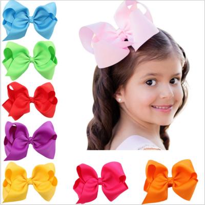 China Trendy 8 Inch Grosgrain Solid Color Bowknot Hair Bows With Clips For Beautiful Girls for sale