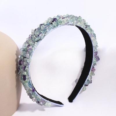 China New Wholesale Sales Cloth Fashion Hair Simple Hair Band Women Natural Crystal Stone Headband for sale