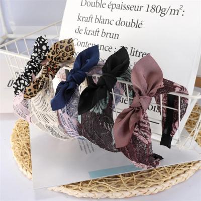 China Friendly Material/Luxury/New Fashion Women Bowknot Head Band Hair Accessories Grace Leopard Point Lace Head Bands for sale