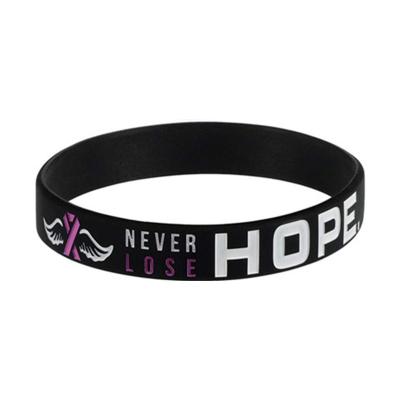 China Simple Breast Cancer Awareness Bracelet Simple Silicone Wristband for sale