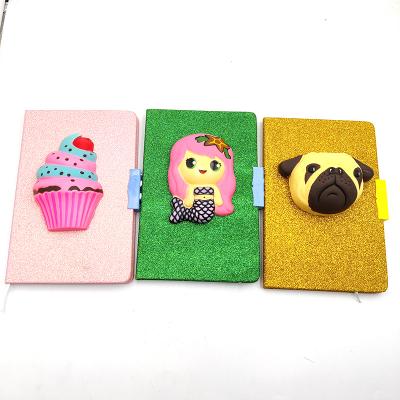 China Creative printed plush makers cartoon pinching music doll notebook student book slow cute new hardcover diary for sale