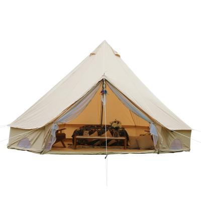 China Waterpoof cotton canvas luxury glamping outdoor camping bell tent 3m 4m 5m 6m 7m large for sale