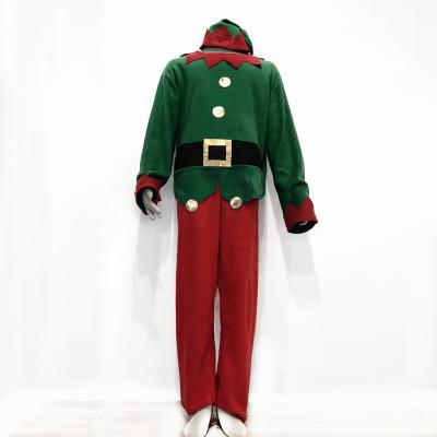 China Felt Santa Elf Clothes Cosplay Green Christmas Women's and Men's Kids Adult Costume for sale