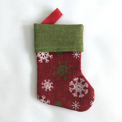 China Red Like Christmas Snowflake Christmas Stocking Decoration Canvas Socks 16YG2071 for sale