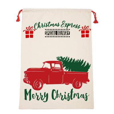 China Cotton Amazon Hot Sale Cute Christmas Bags Bags Wholesale Canvas Santa Sack for sale