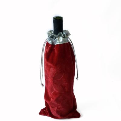 China Party Good Quality Home Decoration Red Velvet Wine Bottle Bag For Christmas YG-E4034-1 for sale