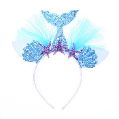 China New 1090 Style Glitter Sparkle Rainbow Mermaid Tail Headband Starfish Tulle Headbands Mermaid Hair Accessories 19Shipping and Handling for sale