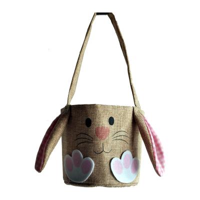 China Fale Burlap Festival Supplies Kids Gift Bags Egg Bunny Shaped Easter Easter Day Basket for sale