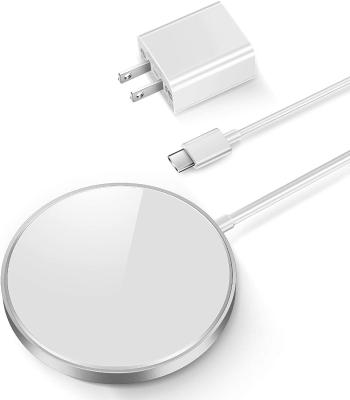 China 15W Usb Adjustable Type C 15W Magsaf Aluminum Silver Magnetic Fast Charging Electric Wireless Charger For Iphone 12 13 for sale