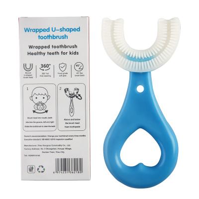 China Foldable 2022 360 Cleaning Brushes U Shape Manual Silicone Baby Toother Children Teething Toothbrush Baby Toothbrush for sale