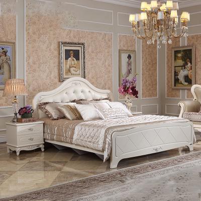 China Luxury Wedding King Size Bed Antique Storage 121503A French White Leather Frame for sale