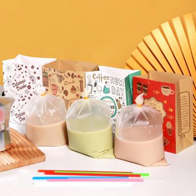 China Recyclable TIK TOK Thailand Milk Tea Coffee Hot Selling In Southeast Asia Flat Bottom Paper Packaging Bag for sale