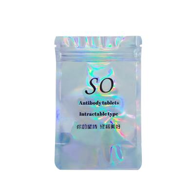 China Small Quantity Recyclable Custom Bags With Hot Stamping Logo One Color Holographic Packaging Printing Silver Color for sale