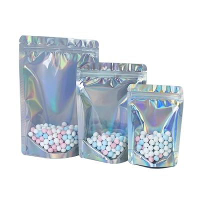 China Barrier Laser One Side Clear Stand Up Lip Packaging Custom Gift Polythene Plastic Resealable Bags for sale