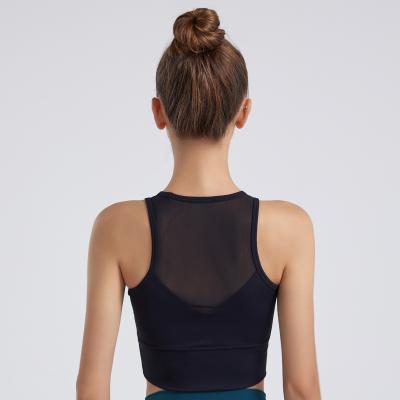 China Breathable Fitness Clothing Yoga Wear Black Tank Top Hollow Out T-shirt Women Yoga Top for sale