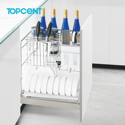 China TOPCENT Storage Buffet Accessories Stainless Steel Space Saving Kitchen Pull Out Basket for sale