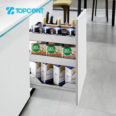 China TOPCENT Modern Stainless Steel Kitchen Storage Organizer Spice Rack Pull Out Basket for sale