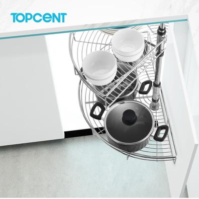 China TOPCENT 180 Functional Modern Lazy Susan Circle Rotating Wire Cabinet Storage Kitchen Magic Corner Baskets for sale