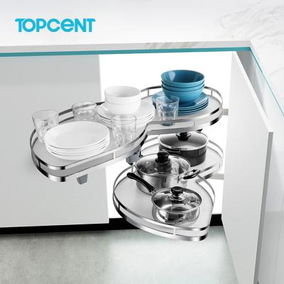 China Topcent Modern Functional Kitchen Storage Magic Basket Pull Out 2 Tiers Swing Trays For Drawer for sale