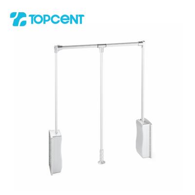 China TOPCENT Cosing Wardrobe Accessories Closet Soft Metal Clothes Rod Holder Hanger Lower Wardrobe Lift for sale