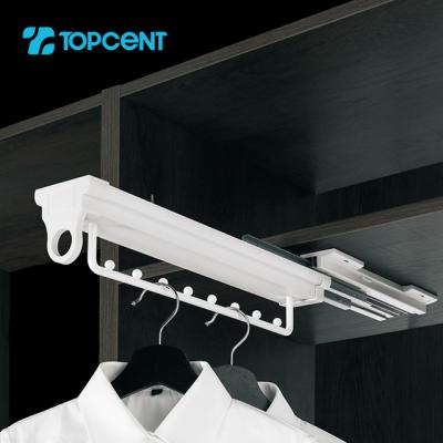 China TOPCENT Wardrobe Modern Accessories Top-mounted Eight-pearl Pull Out Clothes Rack And Hanger For Closet for sale