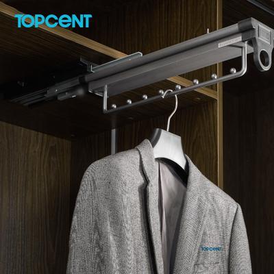 China TOPCENT Modern Wardrobe Accessories Sliding Hidden Cabinet 8 Ball Bearing Metal Hanger Clothes Rack Dryer for sale