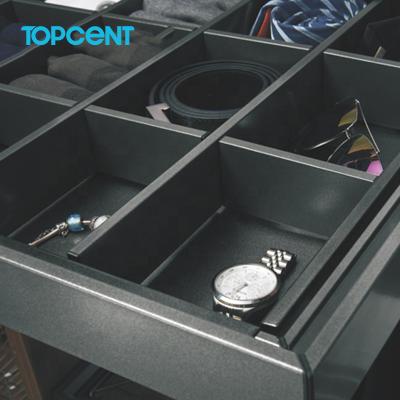 China TOPCENT Movable Multi-Functional Box Bedroom Storage Soft Closing Pull Out Jewelry Classification Leather Box for sale