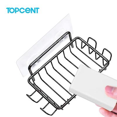 China TOPCENT Modern Wall Mounted Self Adhesive Soap Holder Stainless Steel Soap Dish For Bathroom for sale