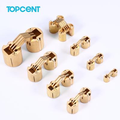 China TOPCENT Modern Furniture Hardware 180 Degree Pure Brass Small Hinge Barrel Acrylic Hidden Hinge for sale