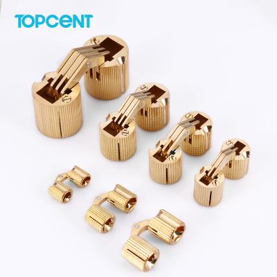 China Topcent Modern Furniture Hardware 180 Degree Pure Brass Small Concealed Hinge 10mm Barrel Hinge for sale