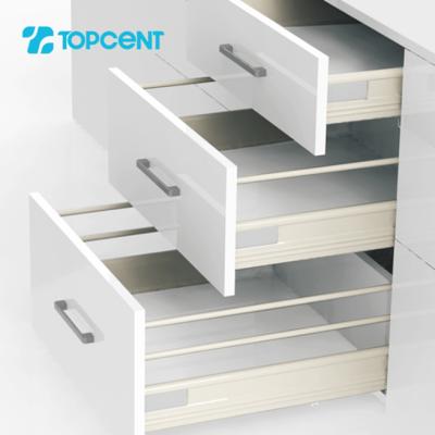 China Modern Topcent Fixed On Full Extension Metal Sideboard Box Steel Soft Narrow Drawer Slide Tandem Box Type for sale