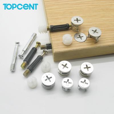 China TOPCENT Modern Furniture Hardware Zinc Alloy Fastener Connecting Joint Bolt Fitting Minifix Eccentric Finger Cam for sale