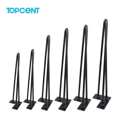 China TOPCENT Modern DIY Hairpin Legs Round U V Iron Steel Furniture Desk Legs Cafe Dining Table Hairpin Leg for sale